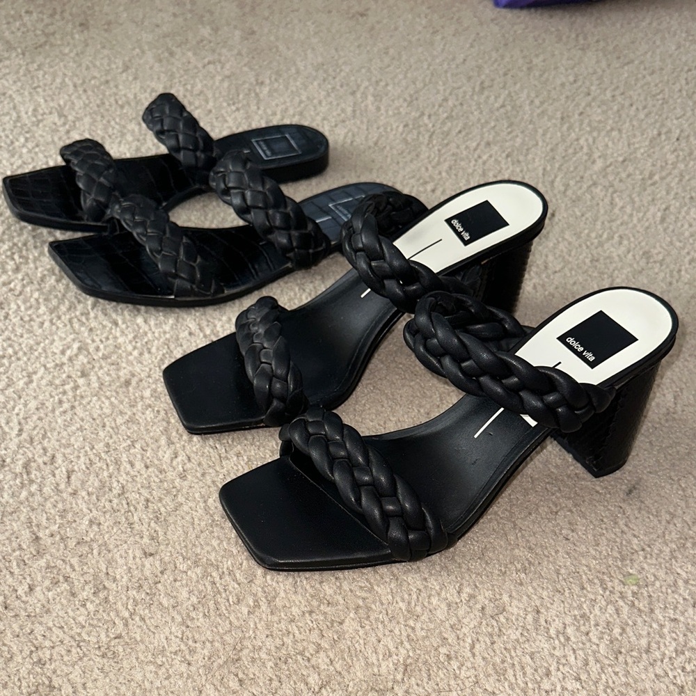 Dolce Vita Black Braided Heels and Sandals